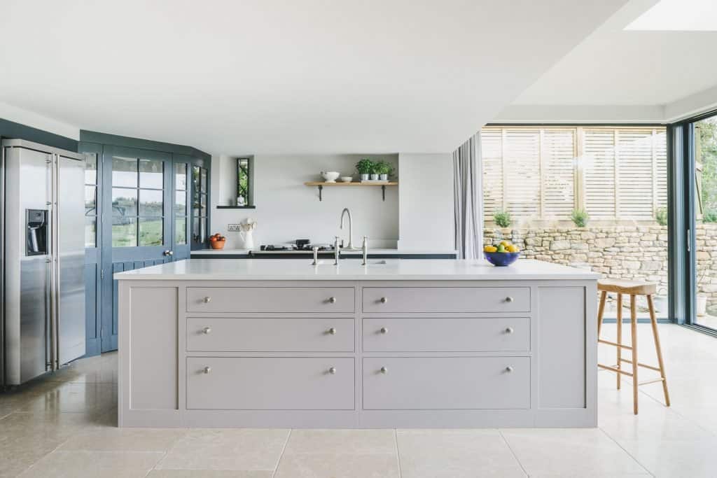 MANOR FARM KITCHEN - kitchen renovation from converted barn, with aga, walk in pantry and large central island housing sink