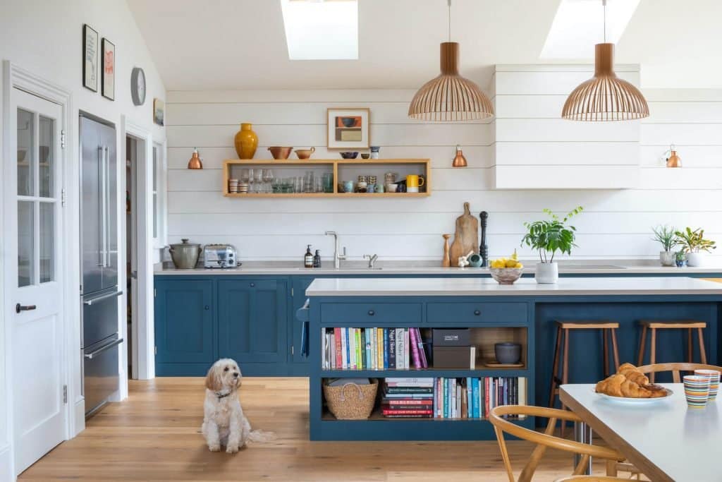 The Rectory Kitchen Renovation with Farrow & Ball Hague Blue Shaker Cabinetry