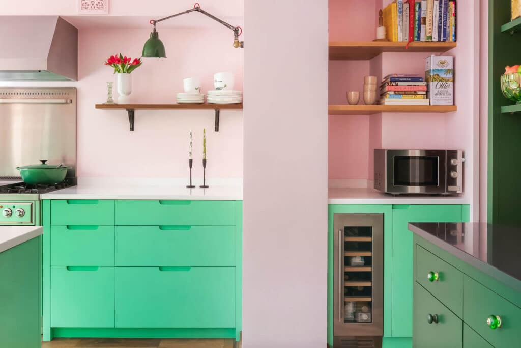 Granada Green Kitchen - Pink and green colourful kitchen
