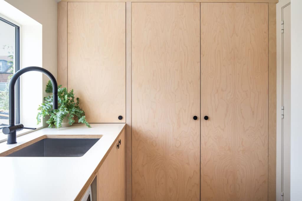 The Nune Kitchen - Utility room birch ply cabinetry