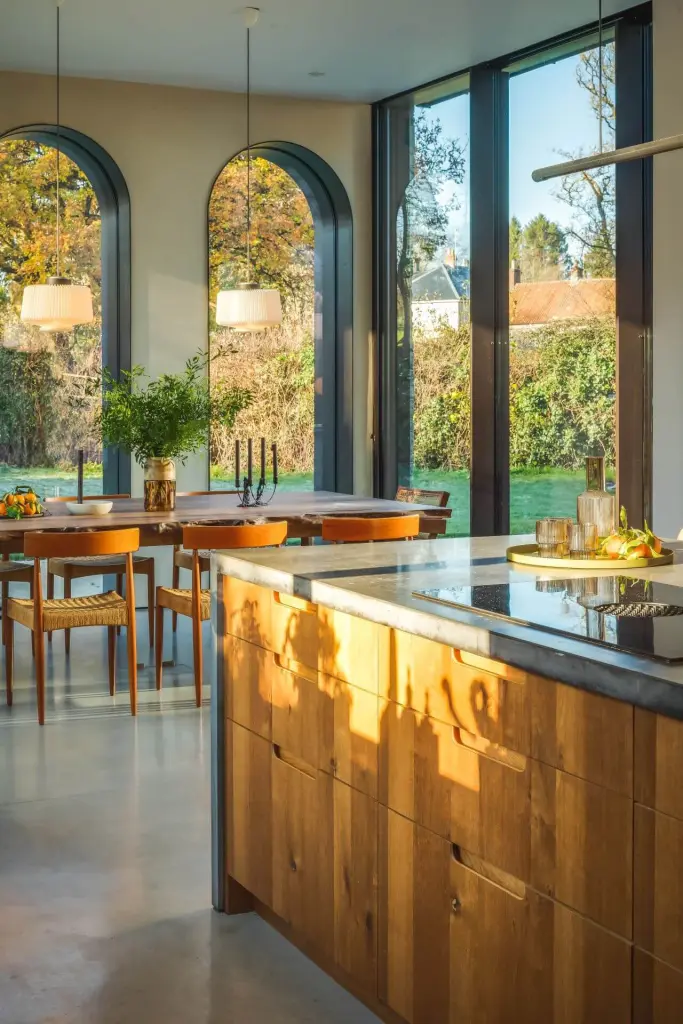 rectorary renovation - oak veneer cabinetry with concrete worktop