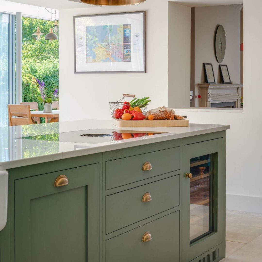 Country Kitchen - Farrow and Ball green smoke with Armac Martin cotswold pull